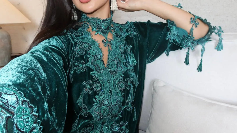 Emerald Velvet Bloom Jalabiya MMK Design