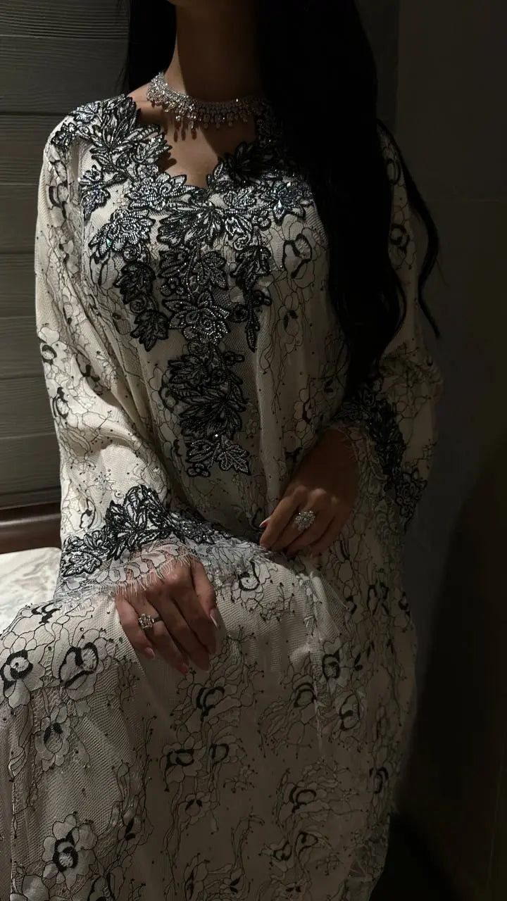 Noir Elegance Lace Jalabiya - MMK Design