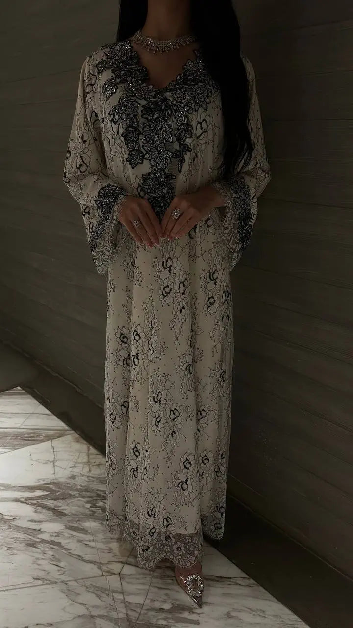 Noir Elegance Lace Jalabiya - MMK Design