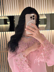 Pink Blossom Lace Jalabiya - MMK Design