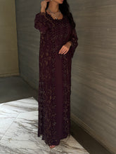 Deep Plum Crystal Embellished jalabiya