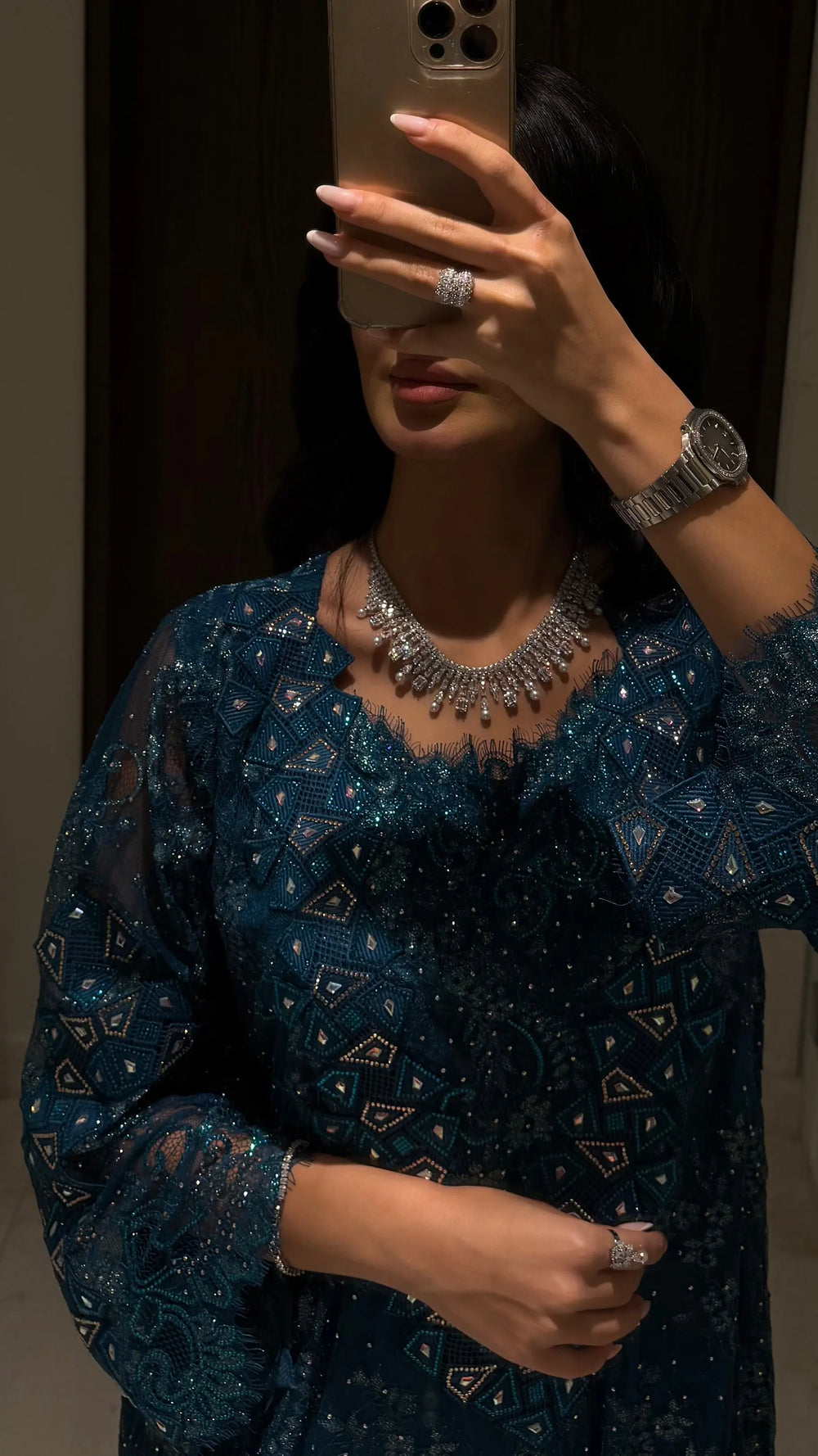 "Teal Elegance" Embellished Evening Jalabiya MMK Design