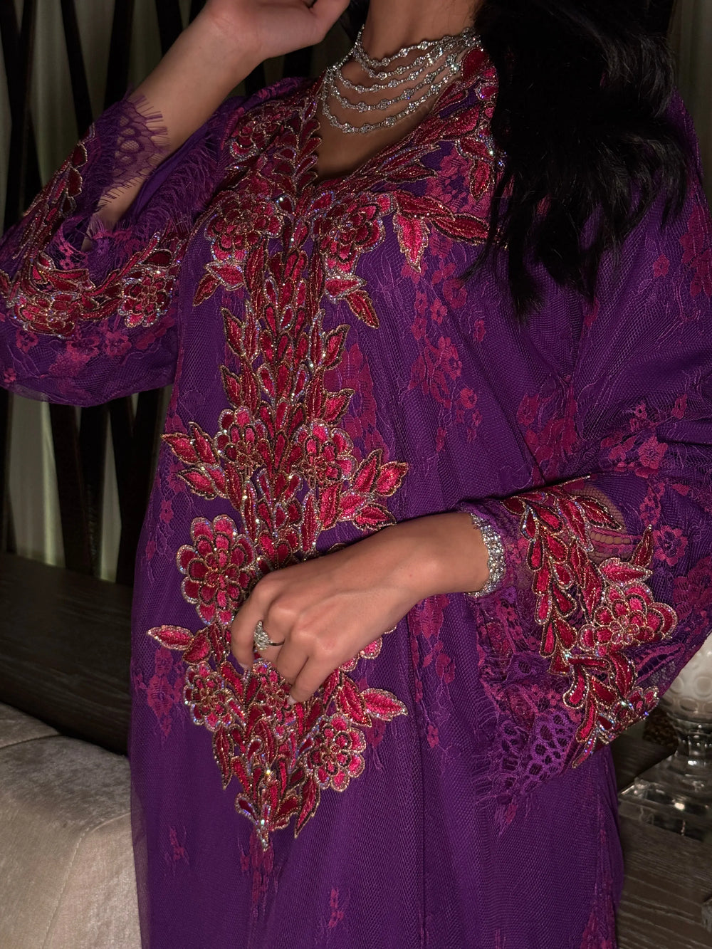 Royal Amethyst Embroidered Jalabiya MMK Design
