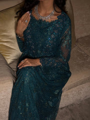 "Teal Elegance" Embellished Evening Jalabiya MMK Design