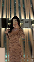 Elegant Beige Floral Maxi Dress