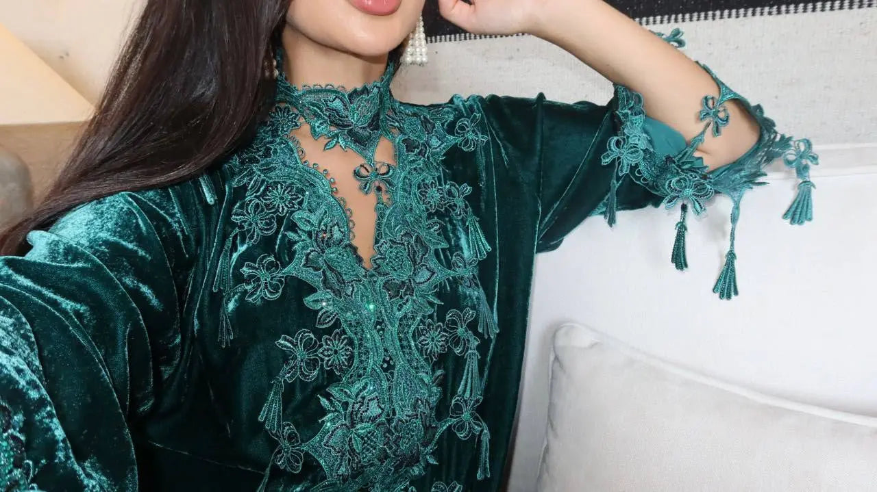 Emerald Velvet Bloom Jalabiya MMK Design