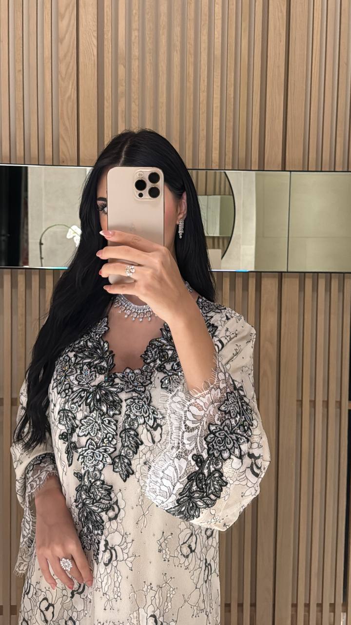 Noir Elegance Lace Jalabiya - MMK Design