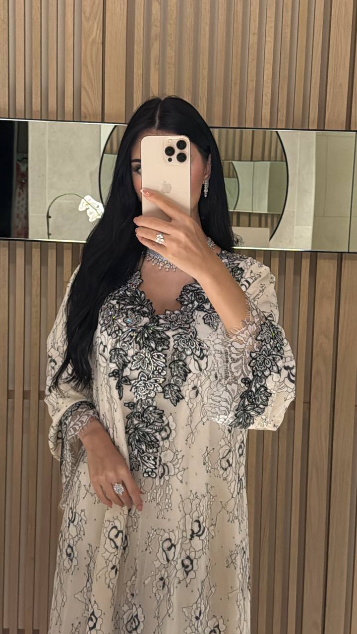 Noir Elegance Lace Jalabiya - MMK Design