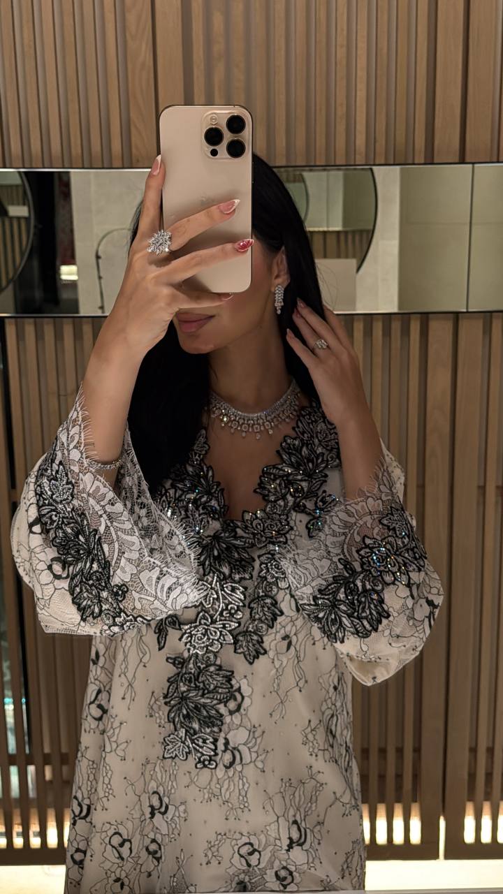 Noir Elegance Lace Jalabiya - MMK Design