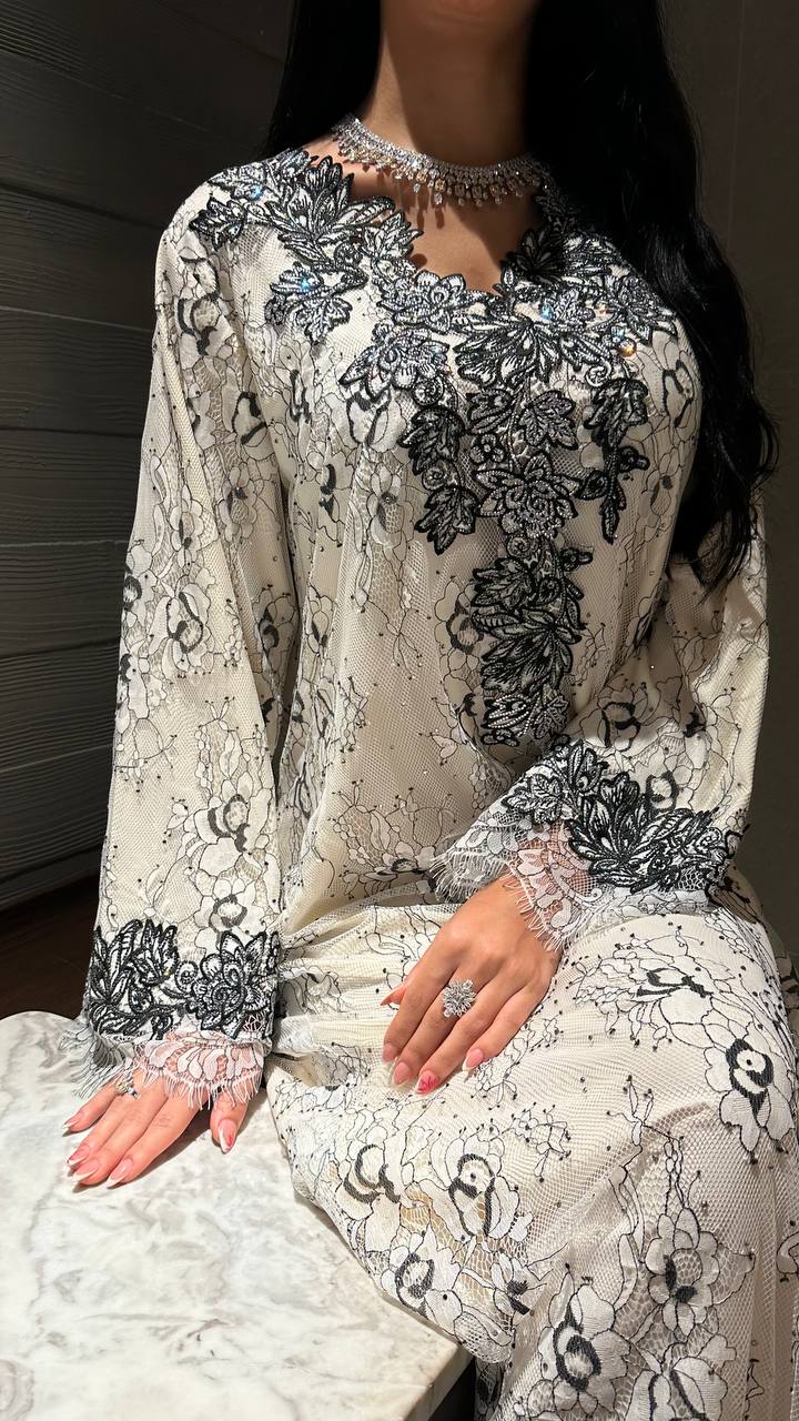 Noir Elegance Lace Jalabiya - MMK Design