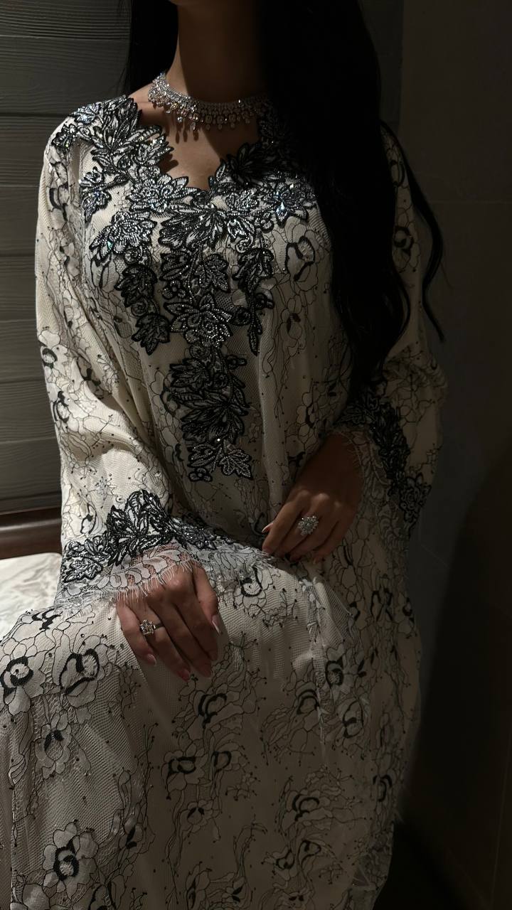 Noir Elegance Lace Jalabiya - MMK Design