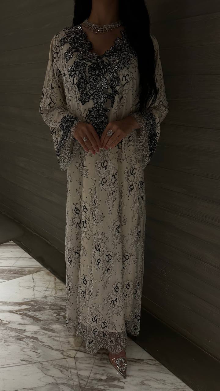 Noir Elegance Lace Jalabiya - MMK Design