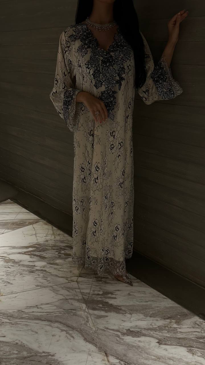 Noir Elegance Lace Jalabiya - MMK Design