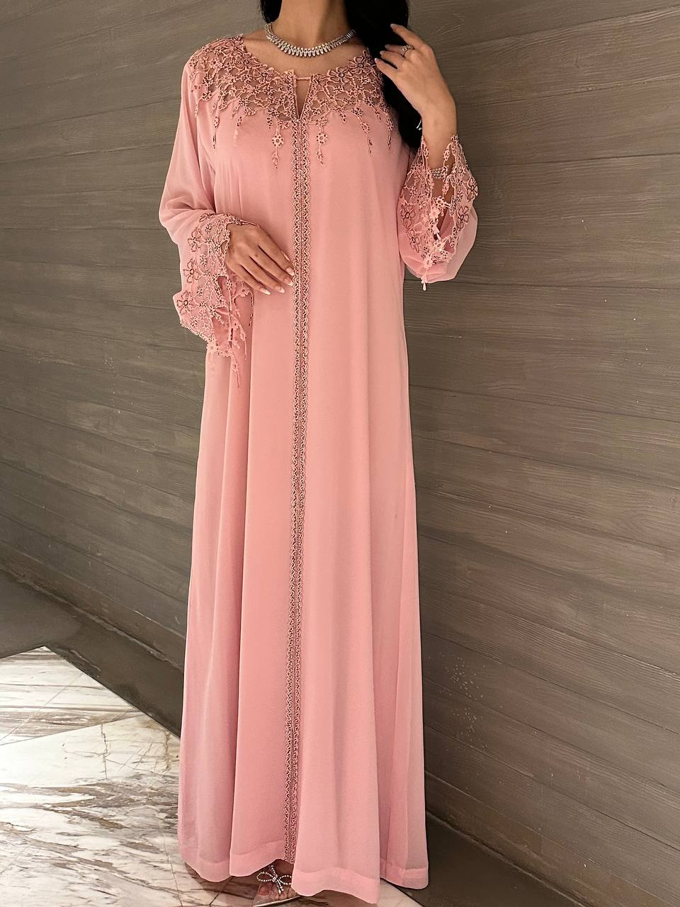 Pink Blossom Lace Jalabiya - MMK Design