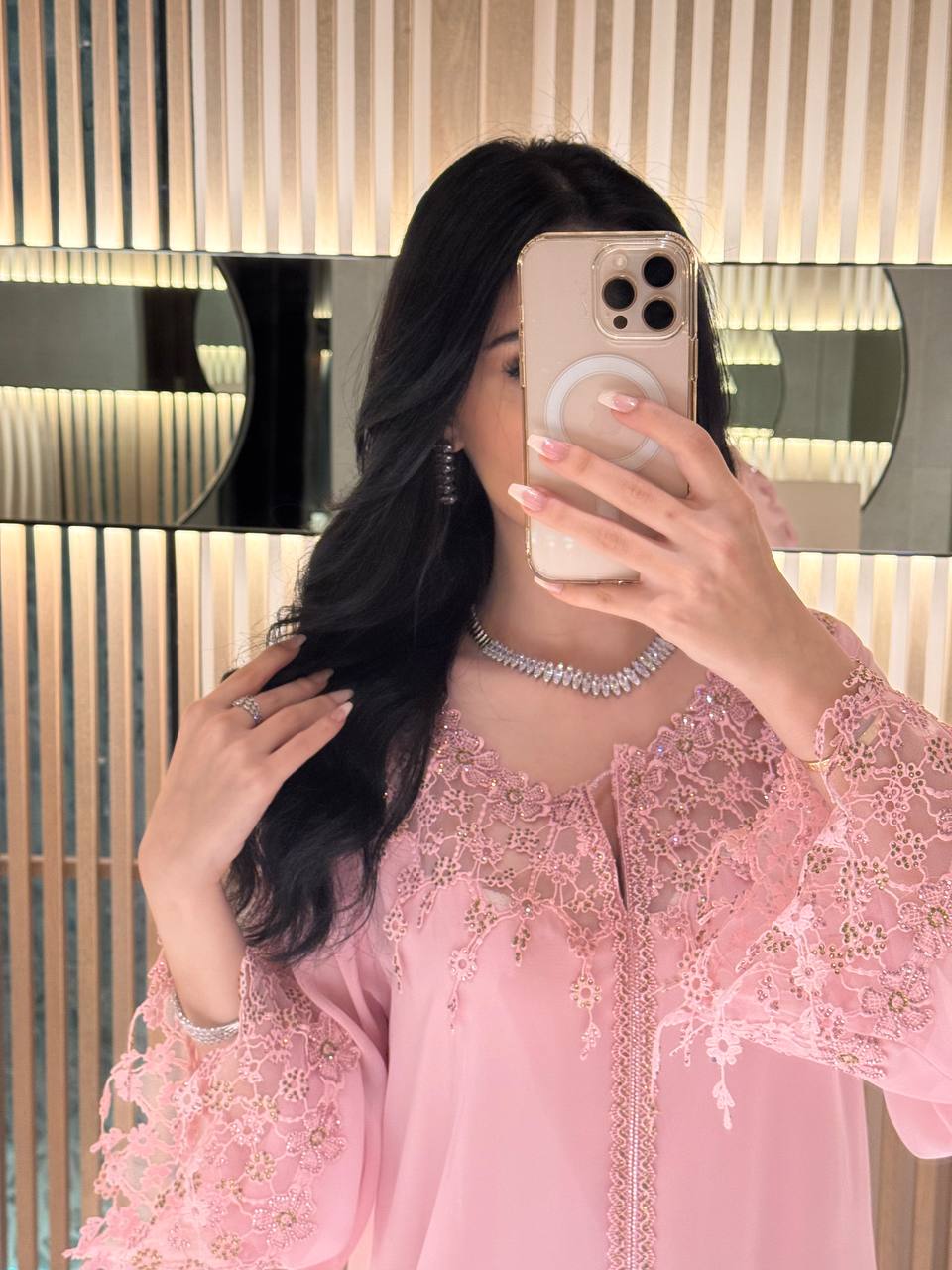 Pink Blossom Lace Jalabiya - MMK Design