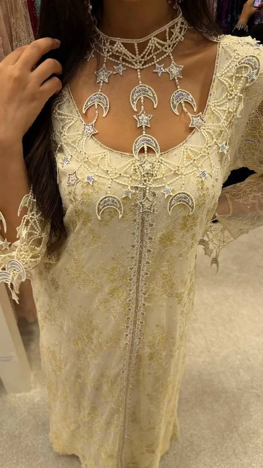 Golden Celestial Lace Kaftan