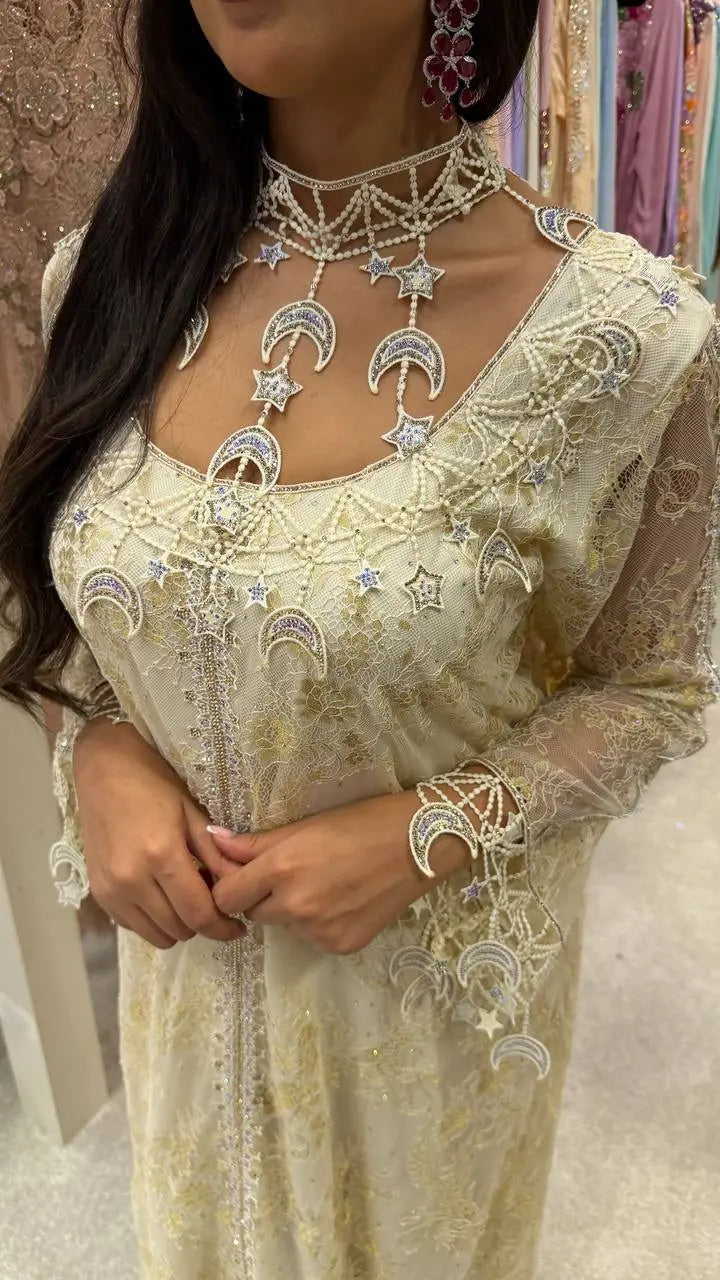 Golden Celestial Lace Kaftan