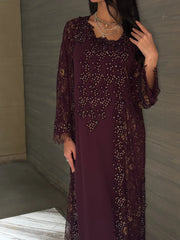 Deep Plum Crystal Embellished jalabiya