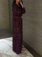 Deep Plum Crystal Embellished jalabiya