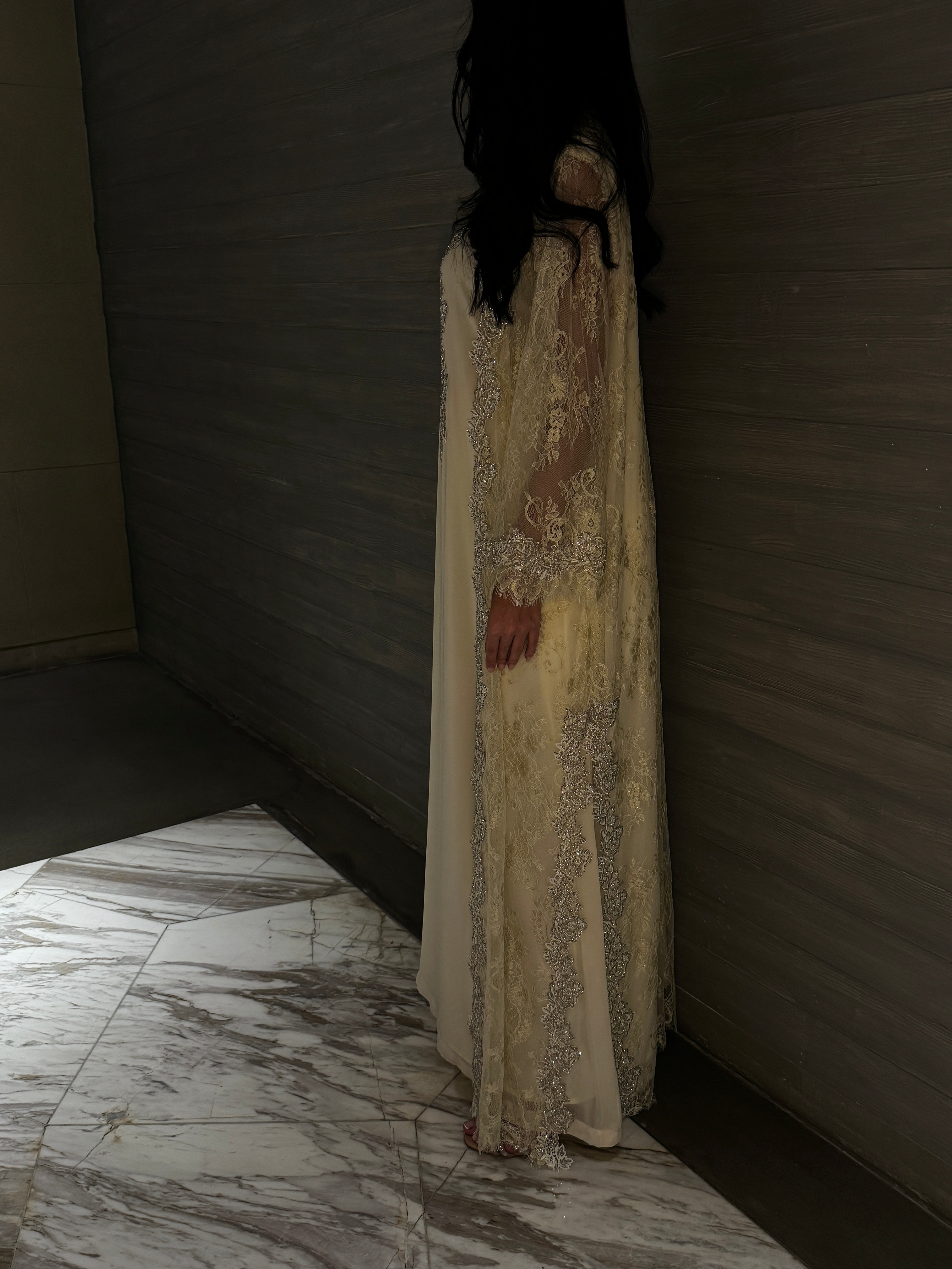 Golden Lace Embellished jalabiya