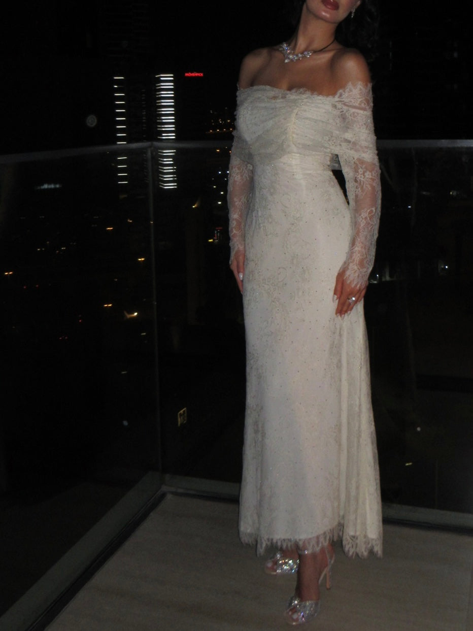 Ivory Elegance Lace Gown - MMK Design