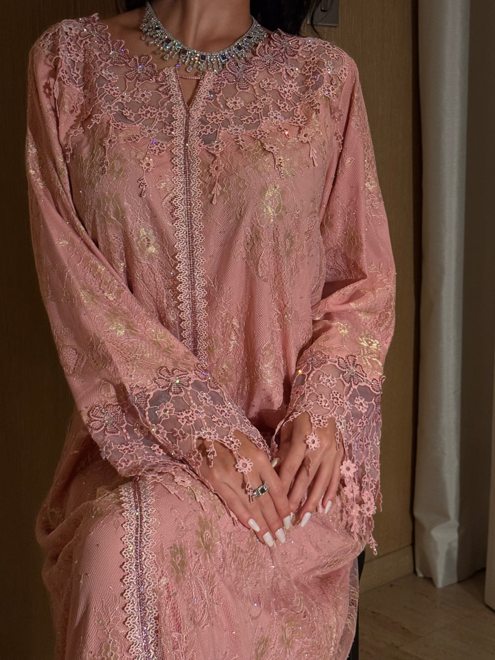 Blush Lace Jalabiya - MMK Design