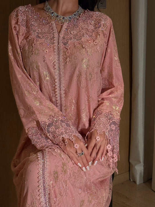 Blush Lace Jalabiya - MMK Design