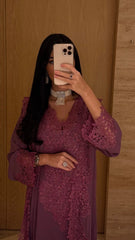 Mauve Radiance Embellished Lace Jalabiya MMK Design