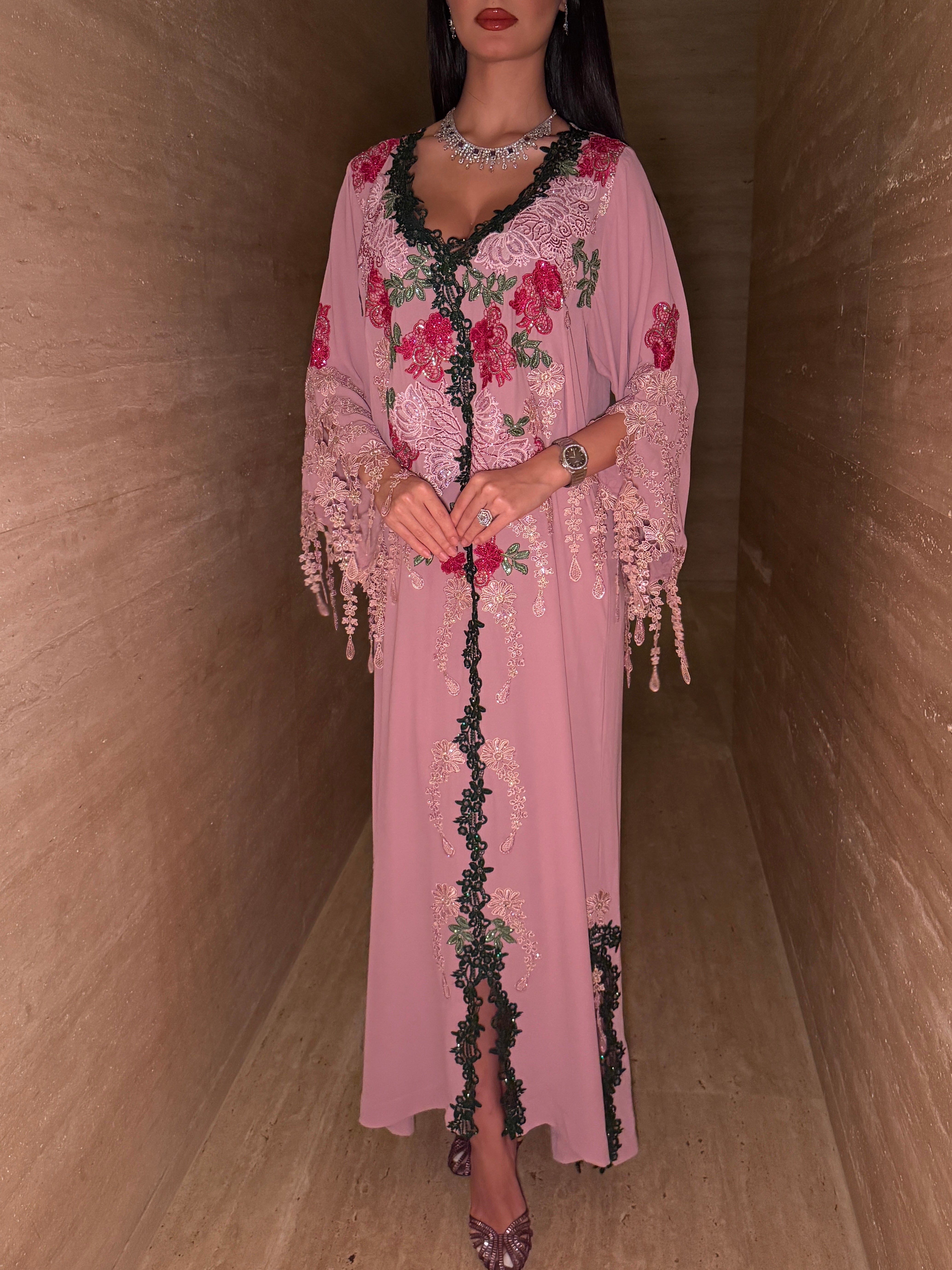 Rosewood Garden Embroidered Jalabiya