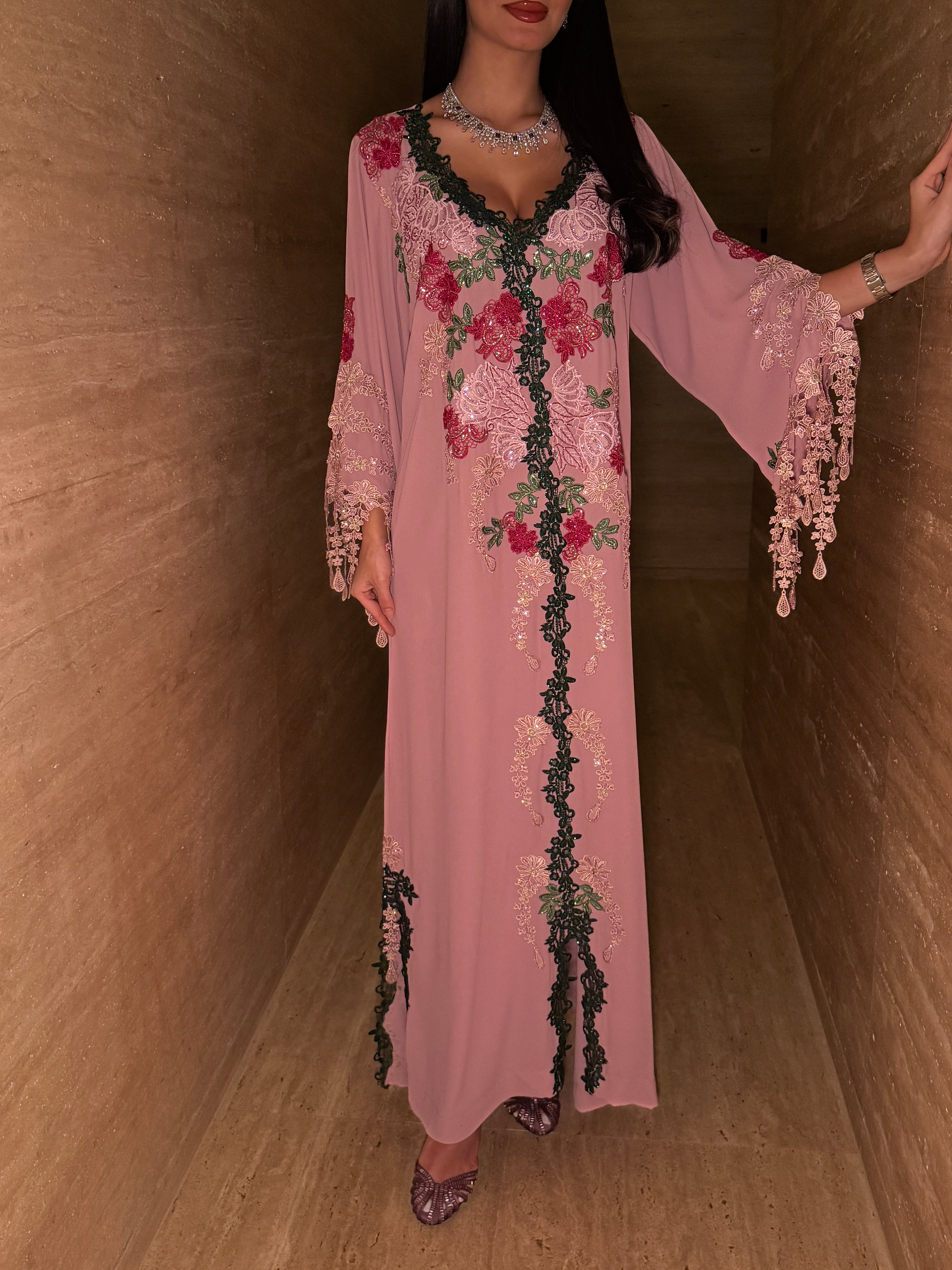 Rosewood Garden Embroidered Jalabiya