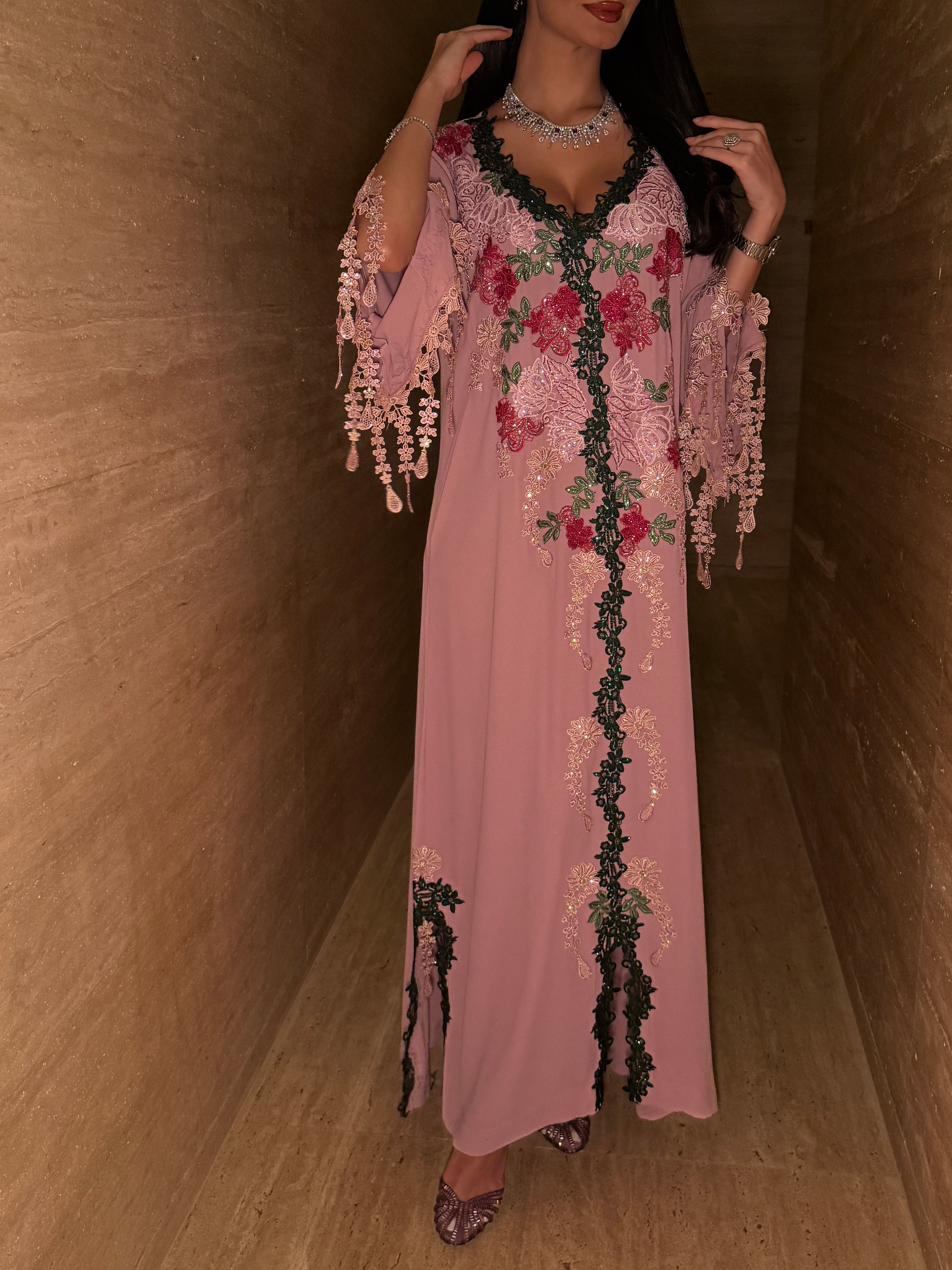 Rosewood Garden Embroidered Jalabiya