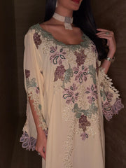 Noor Floral Embroidered Cream Jalabiya MMK Design