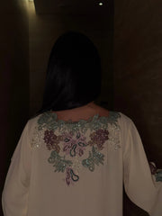 Noor Floral Embroidered Cream Jalabiya MMK Design