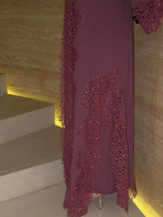 Mauve Radiance Embellished Lace Jalabiya MMK Design