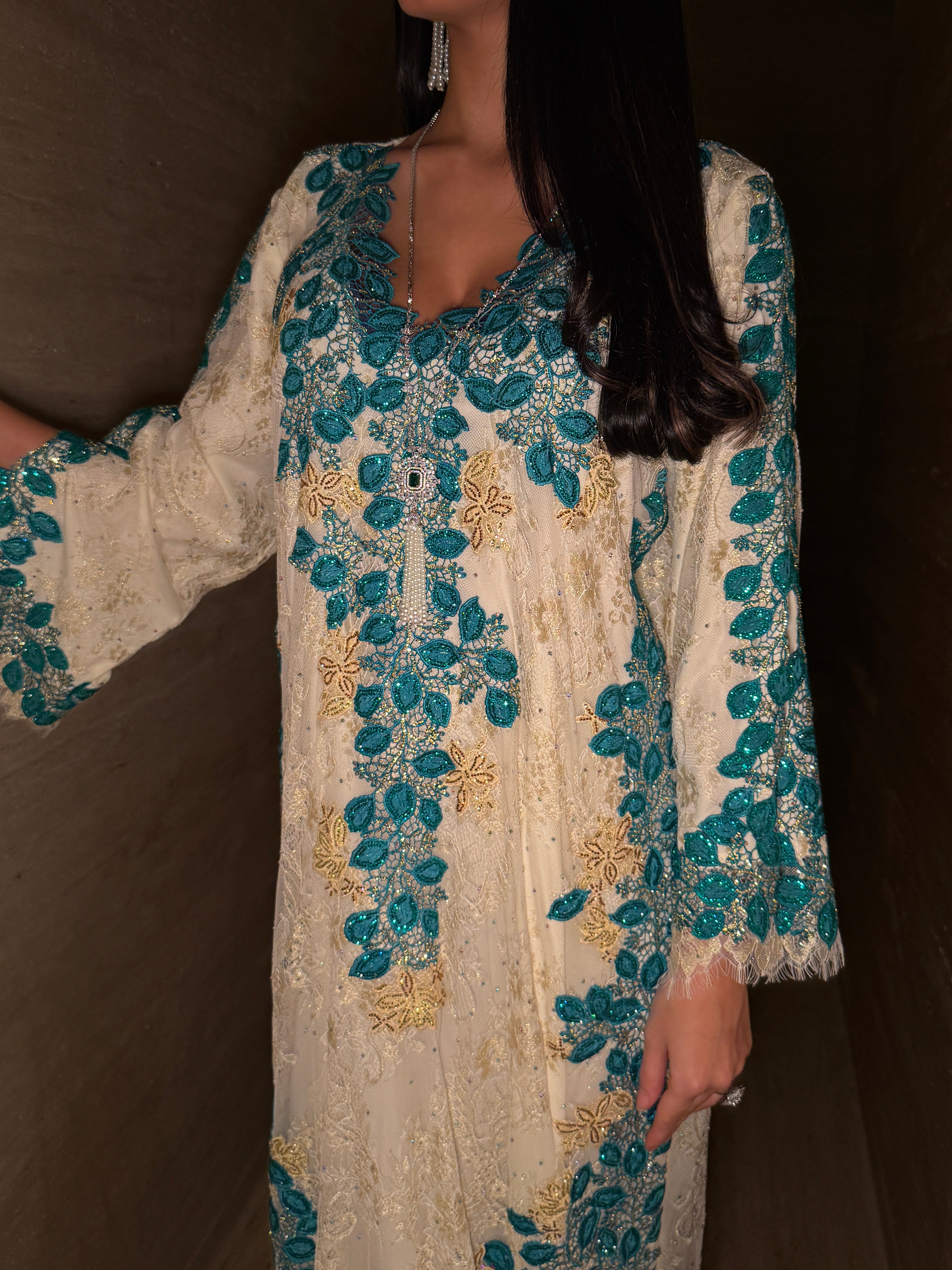 Turquoise Whispe Jalabiya