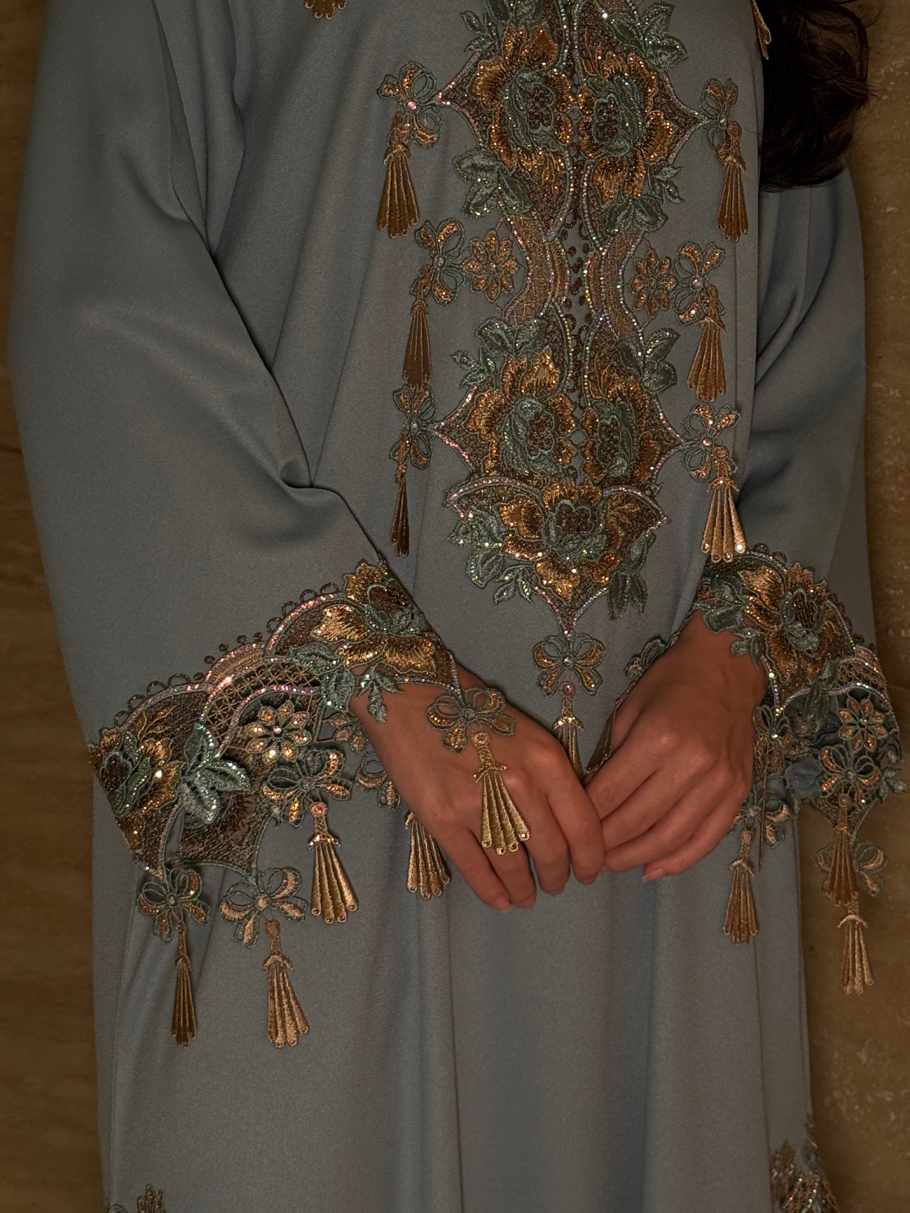 Celestial Blue Embroidered Jalabiya
