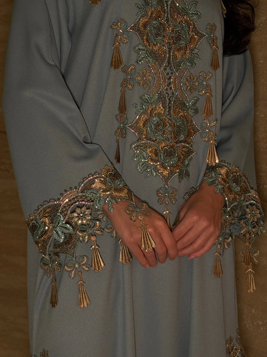 Celestial Blue Embroidered Jalabiya MMK Design