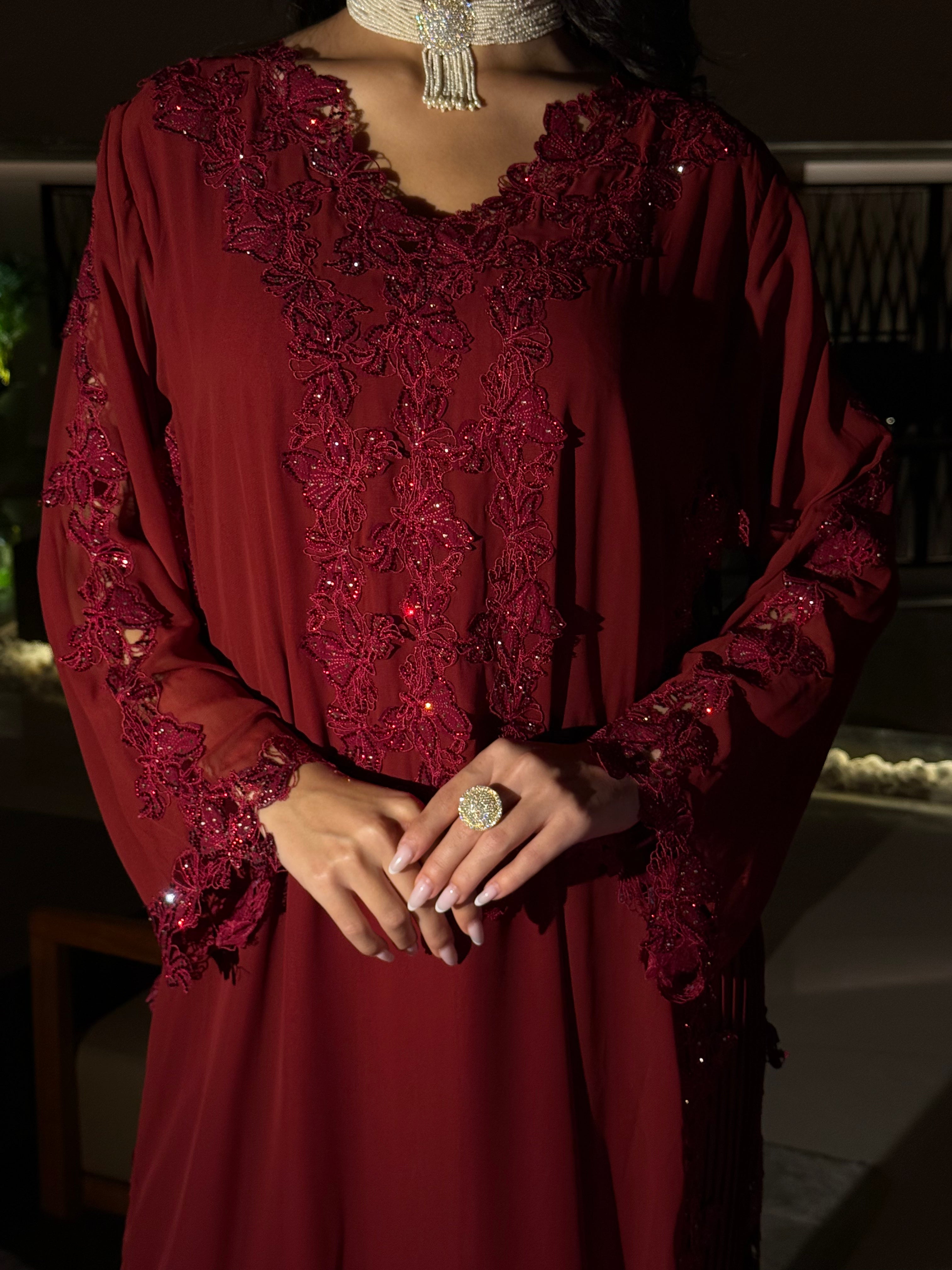 Burgundy Bloom Jalabaiya