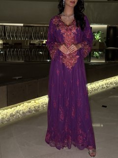 Royal Amethyst Embroidered Jalabiya