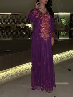 Royal Amethyst Embroidered Jalabiya