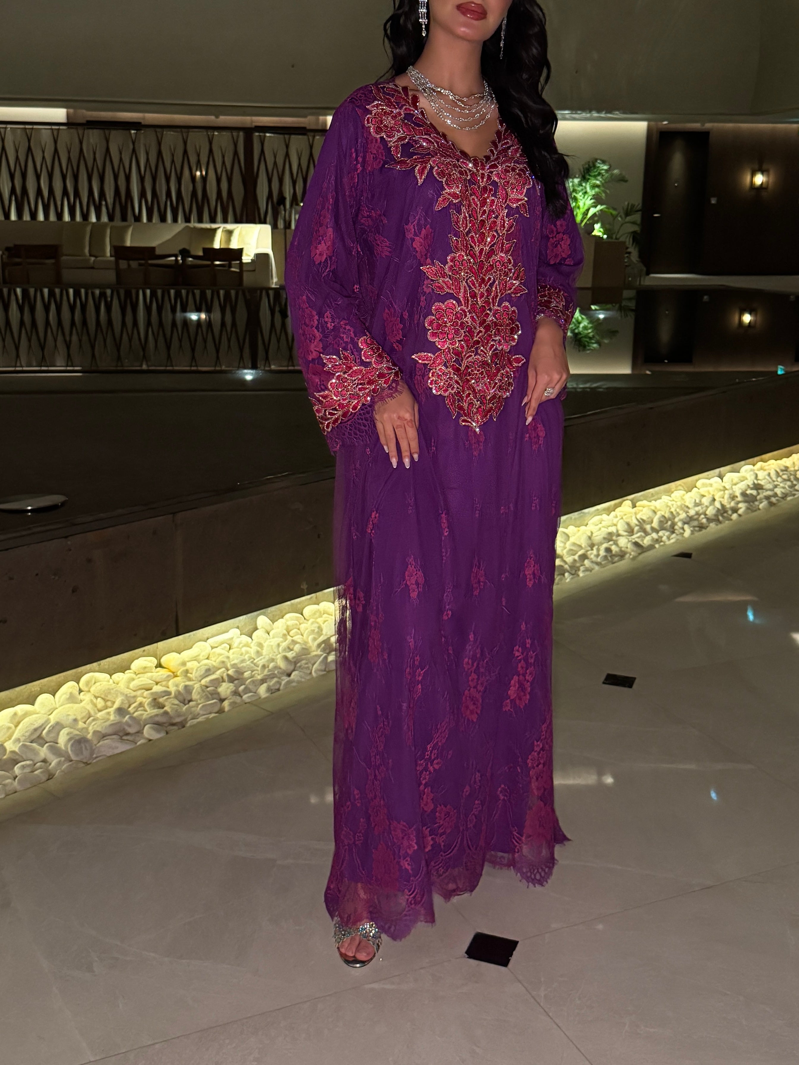 Royal Amethyst Embroidered Jalabiya
