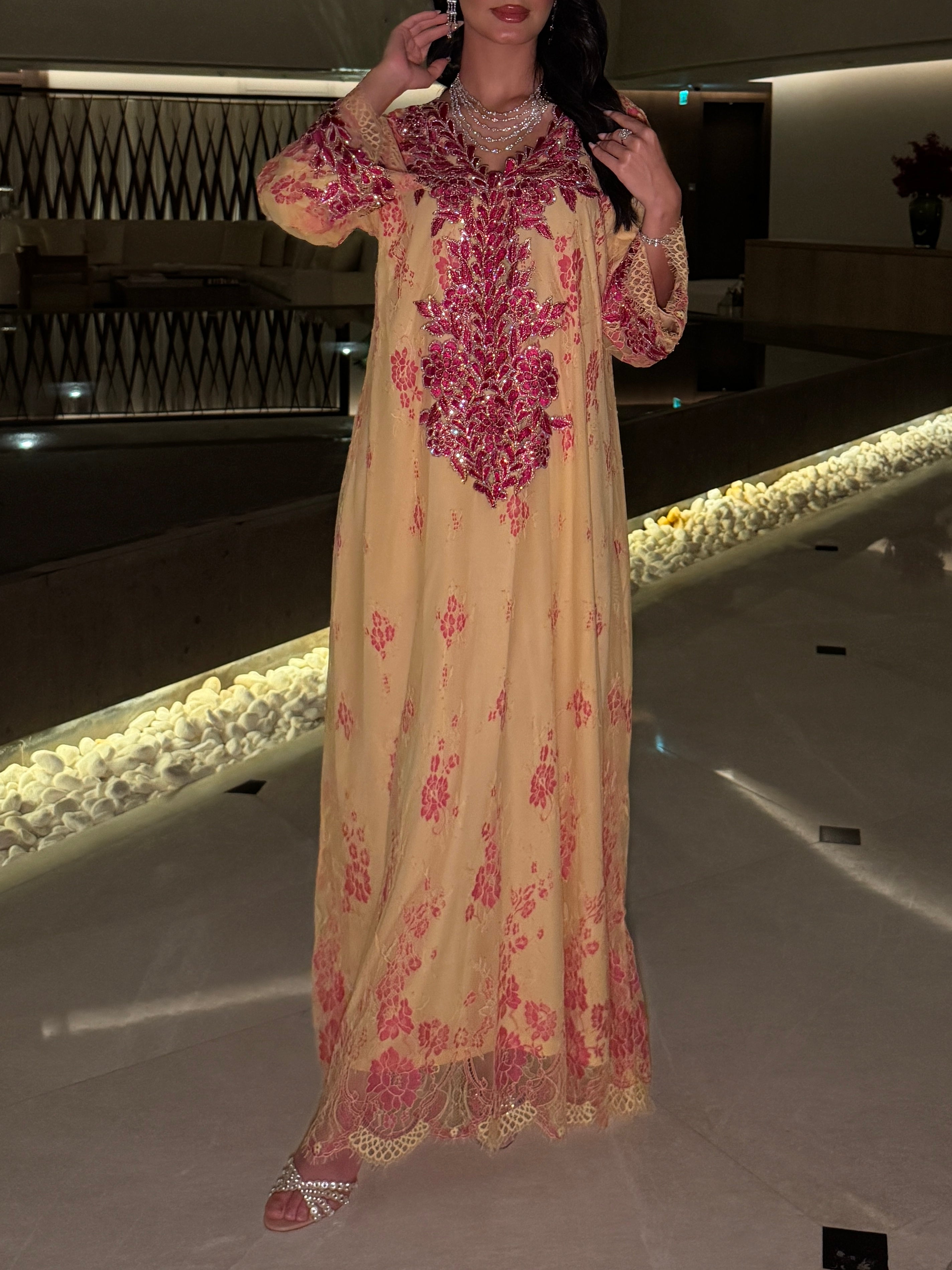 Golden Rose Embellished jalabiya