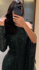 Emerald Drape Sequin Gown