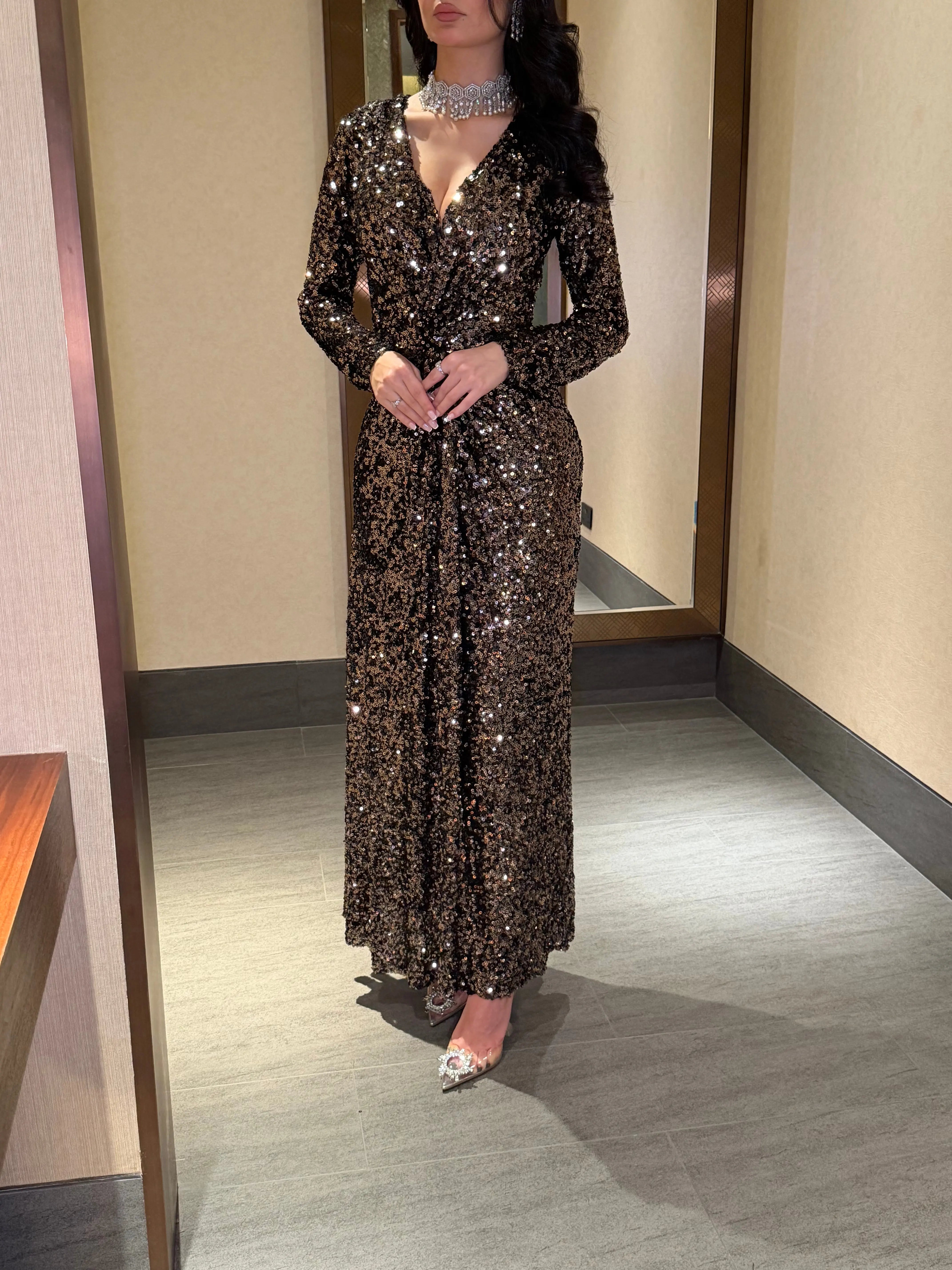 Golden Eclipse Sequin Gown