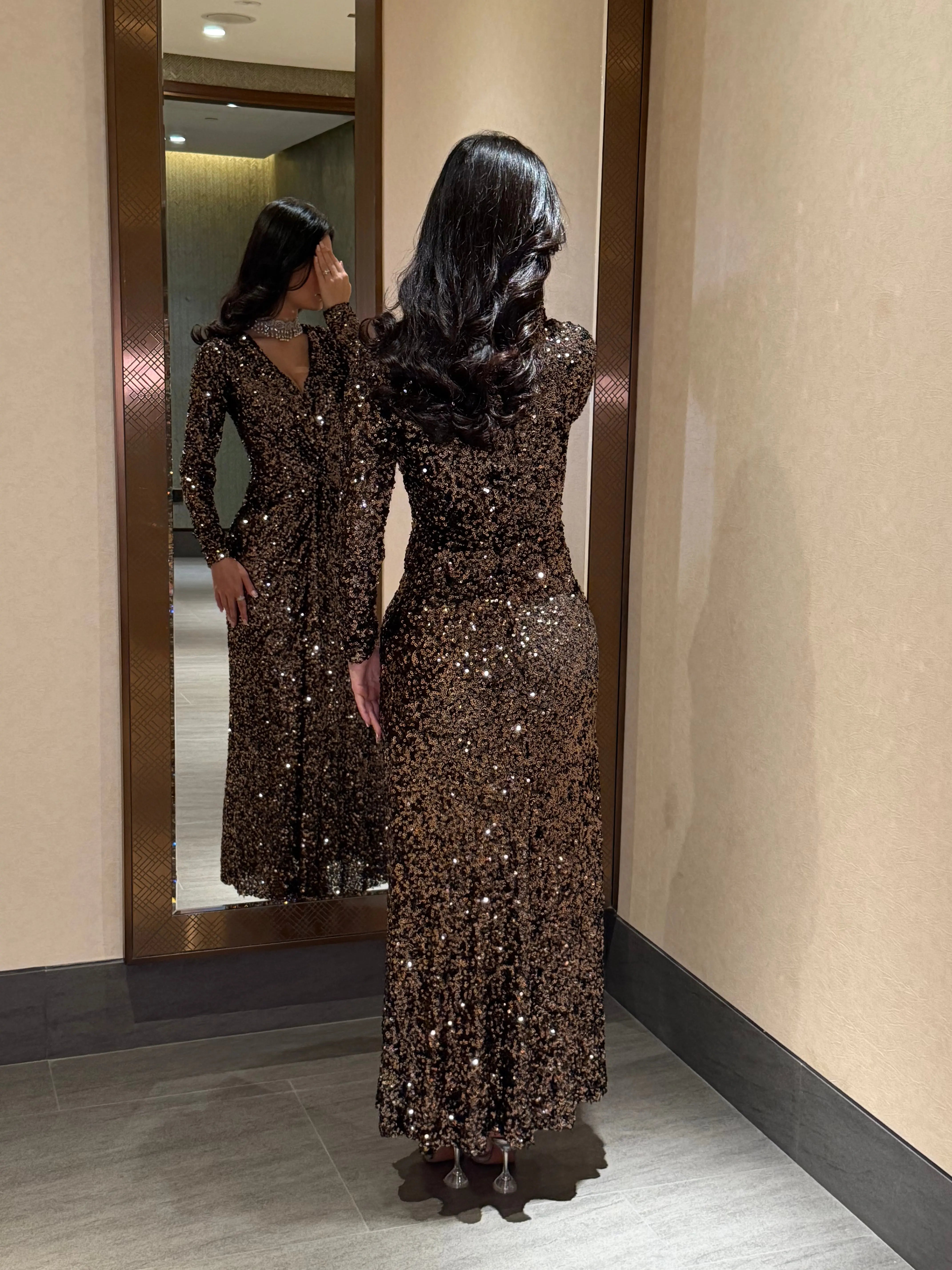 Golden Eclipse Sequin Gown