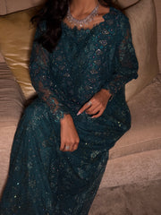 "Teal Elegance" Embellished Evening Jalabiya