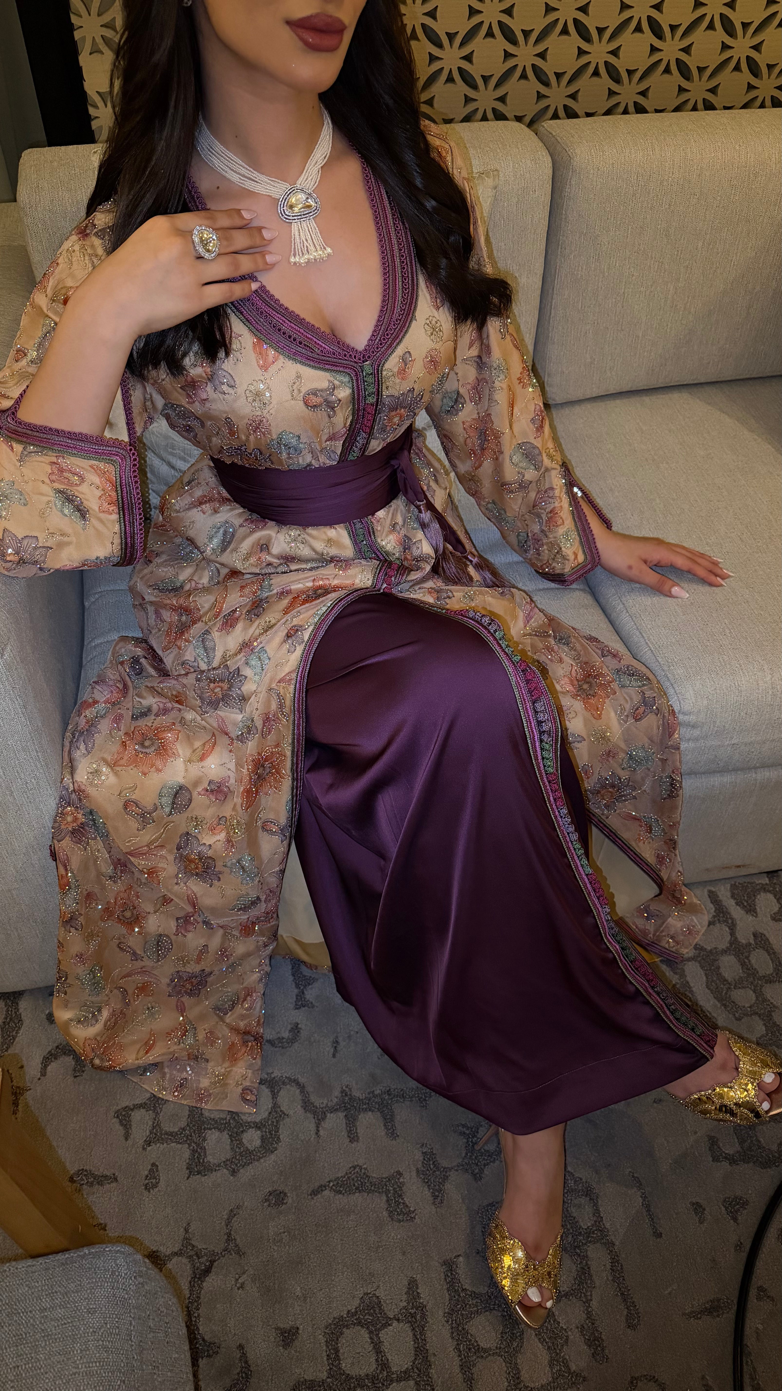 Gold Purple Caftan