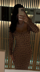 Elegant Beige Floral Maxi Dress