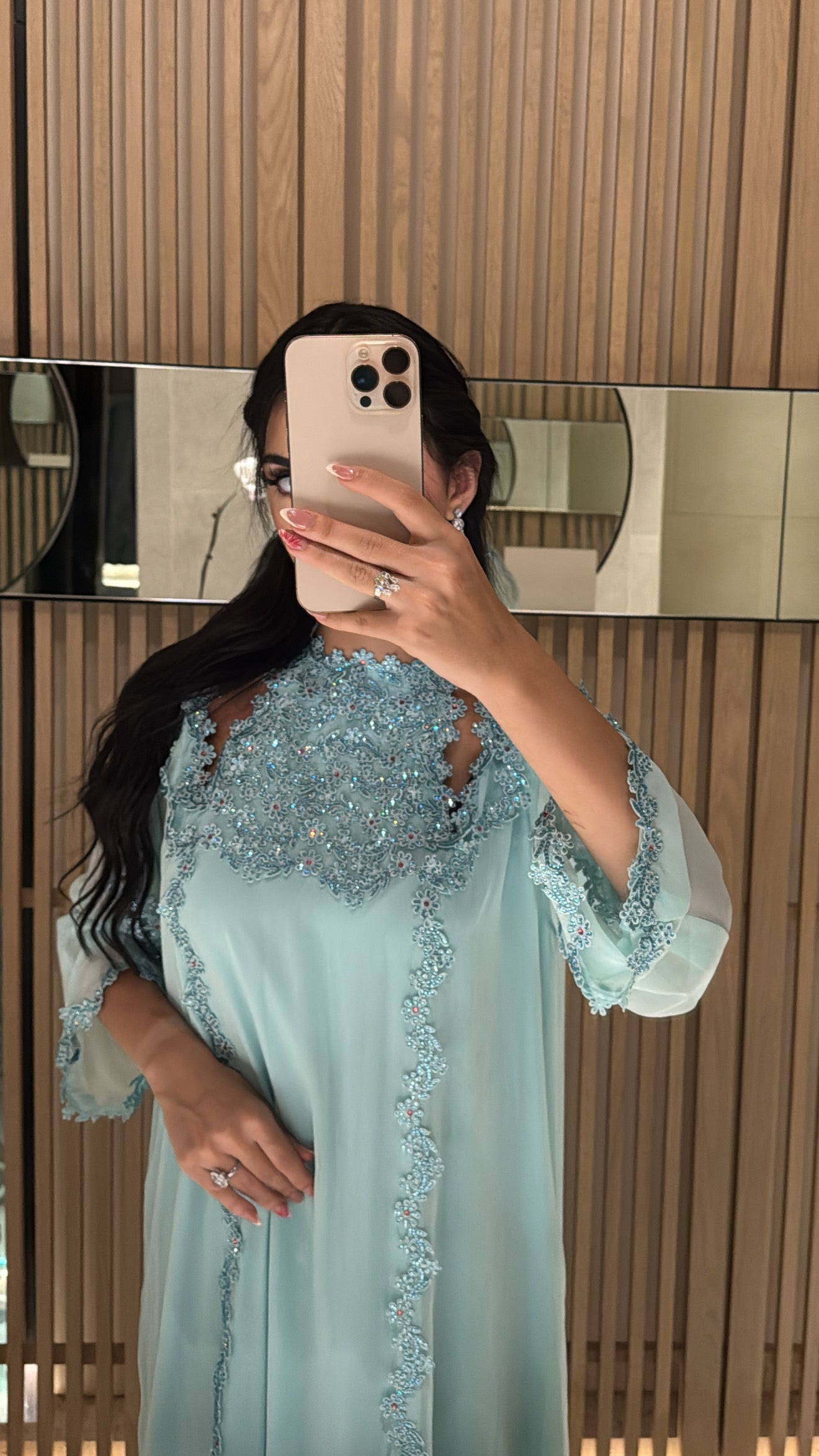 Blue Highneck Jalabiya - MMK Design