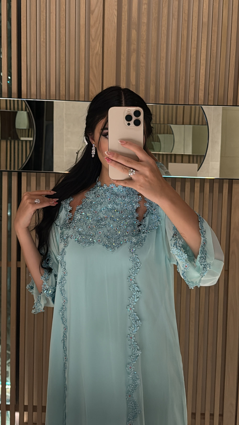 Blue Highneck Jalabiya - MMK Design